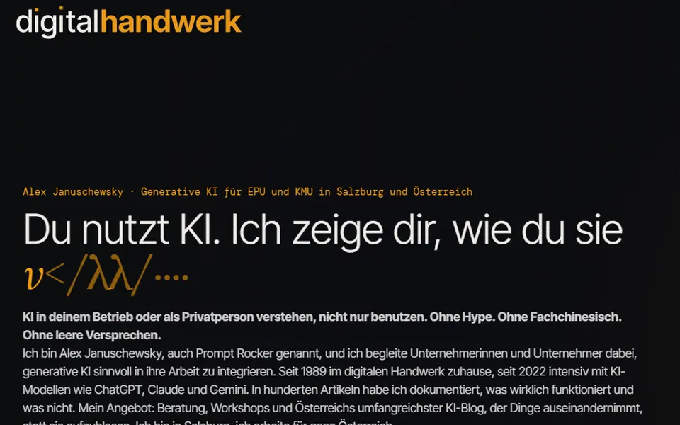 Startseite von digitalhandwerk.rocks